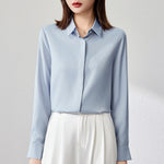 Graceful Satin Top OL Business Clothing Shirt For Women